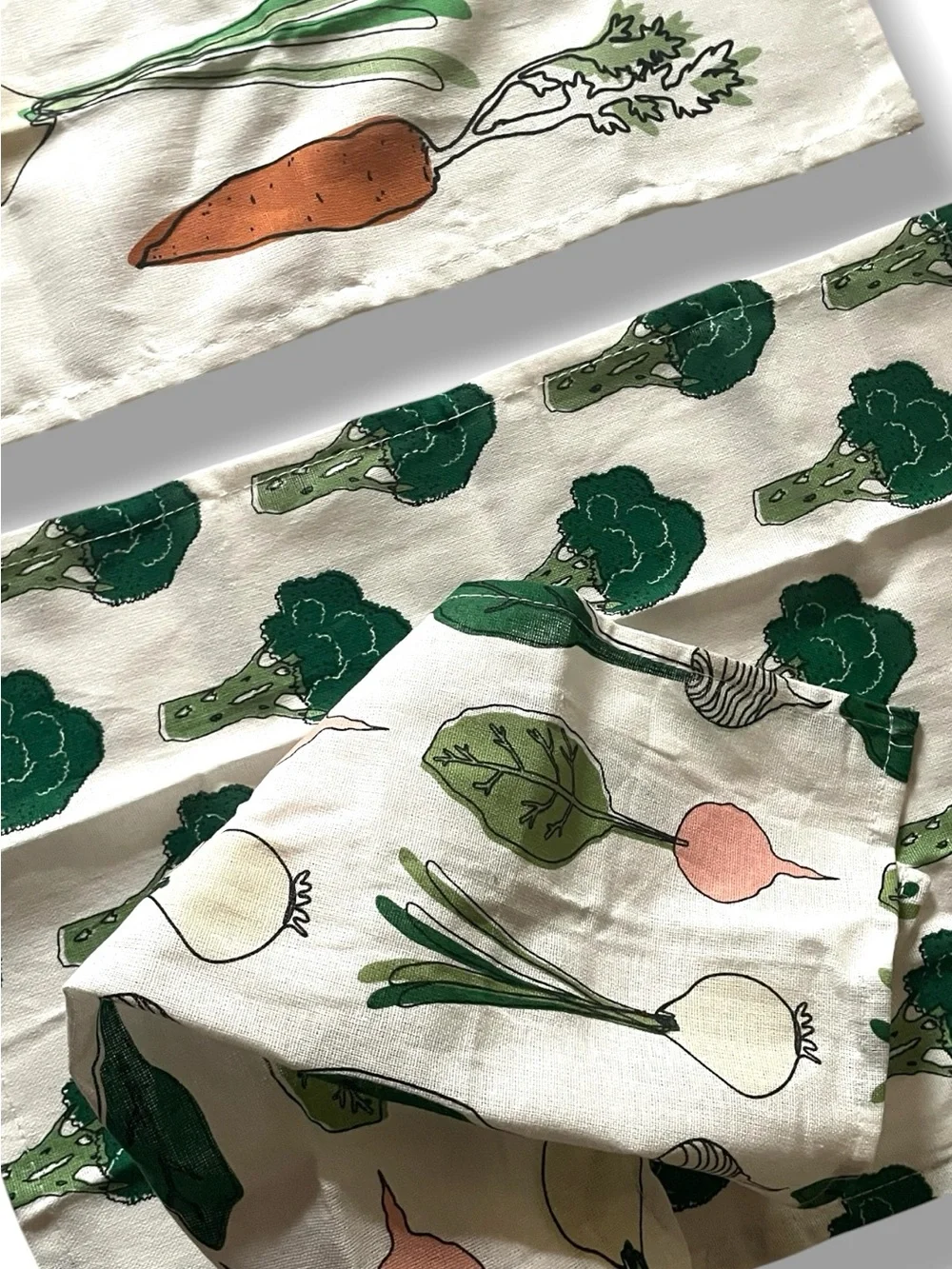 Ikea Torvfly Kitchen Towels 3pk Veggie Print 16x12 Dish Drying Set NWOT